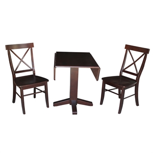 International Concepts 36&quot Square Dual Drop Leaf Table With 2 X-Back Chairs