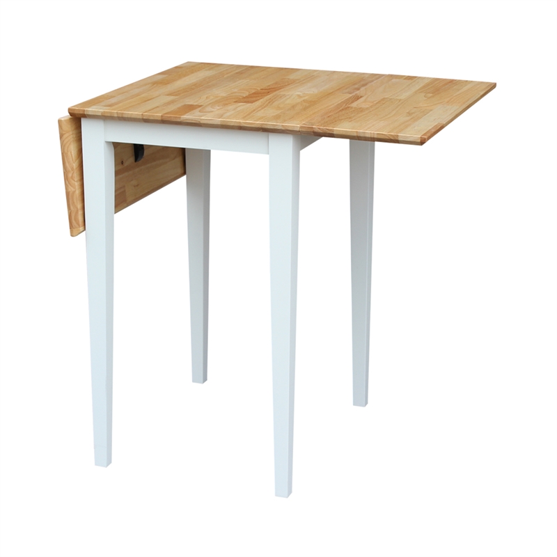 International Concepts Small Dropleaf Table in White and Natural