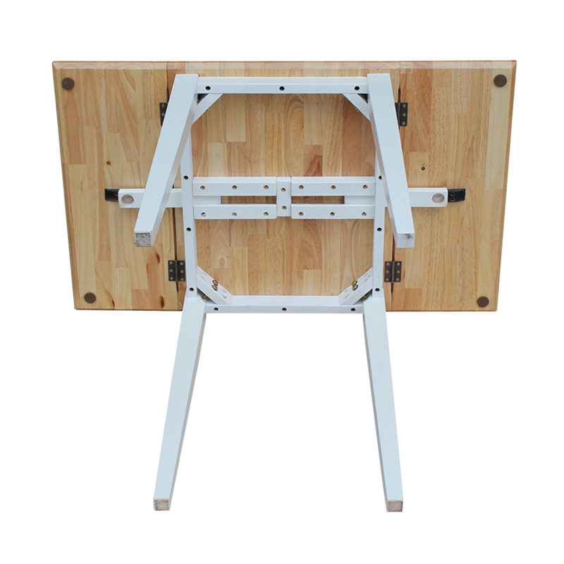 International Concepts Small Dropleaf Table in White and Natural
