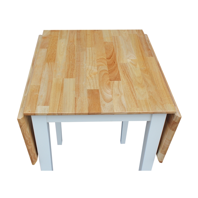 International Concepts Small Dropleaf Table in White and Natural