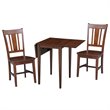 Small Wood Espresso Dual Drop Leaf Table With 2 San Remo Chairs in Espresso