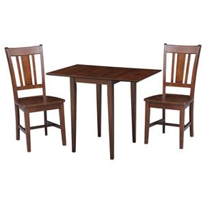 Small Wood Espresso Dual Drop Leaf Table With 2 San Remo Chairs in Espresso