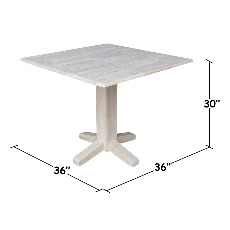 International Concepts Solid Wood Dual Drop Leaf Dining Table - Unfinished