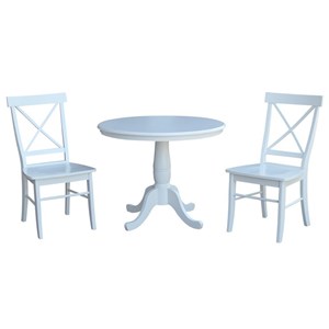 International Concepts 36&quot Round Top Pedestal Table - With 2 C08-613 Chairs