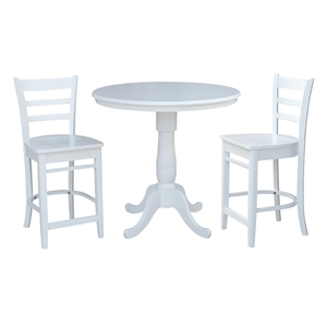 36&quot Round Pedestal Gathering Height Table With 2 X-Back Counter Height Stools