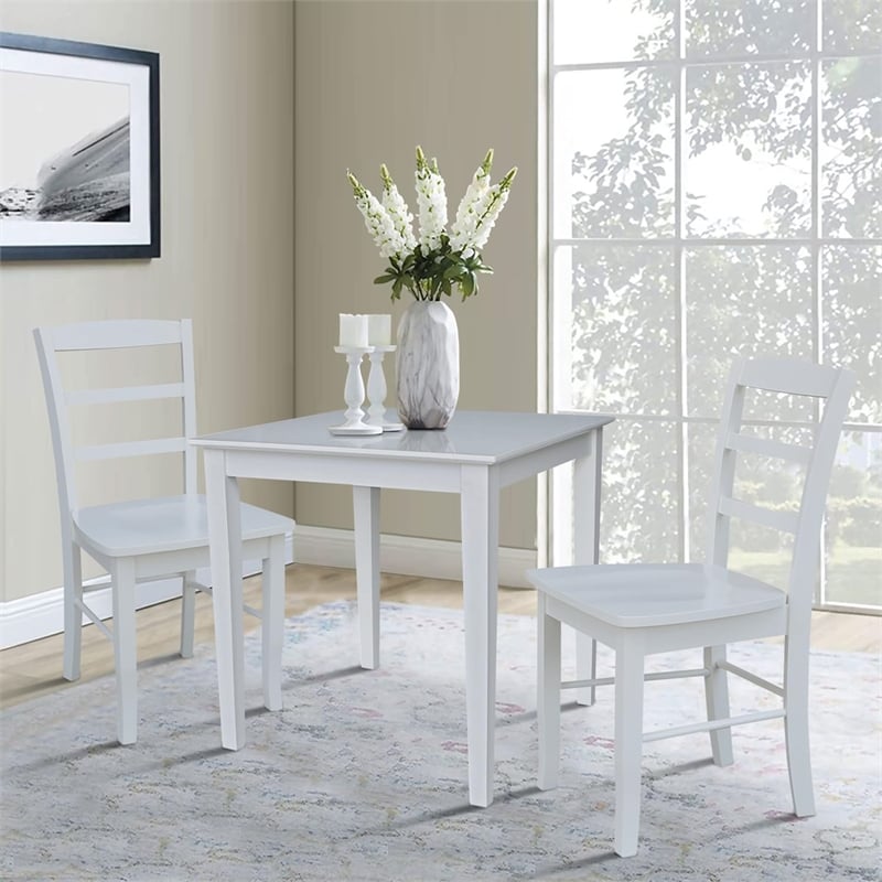 International Concepts 30X30 Dining Table With 2 Ladder Back Chairs