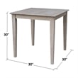 30x30 Solid Wood Dining Table With 2 Cafe Chairs in Washed Gray Taupe