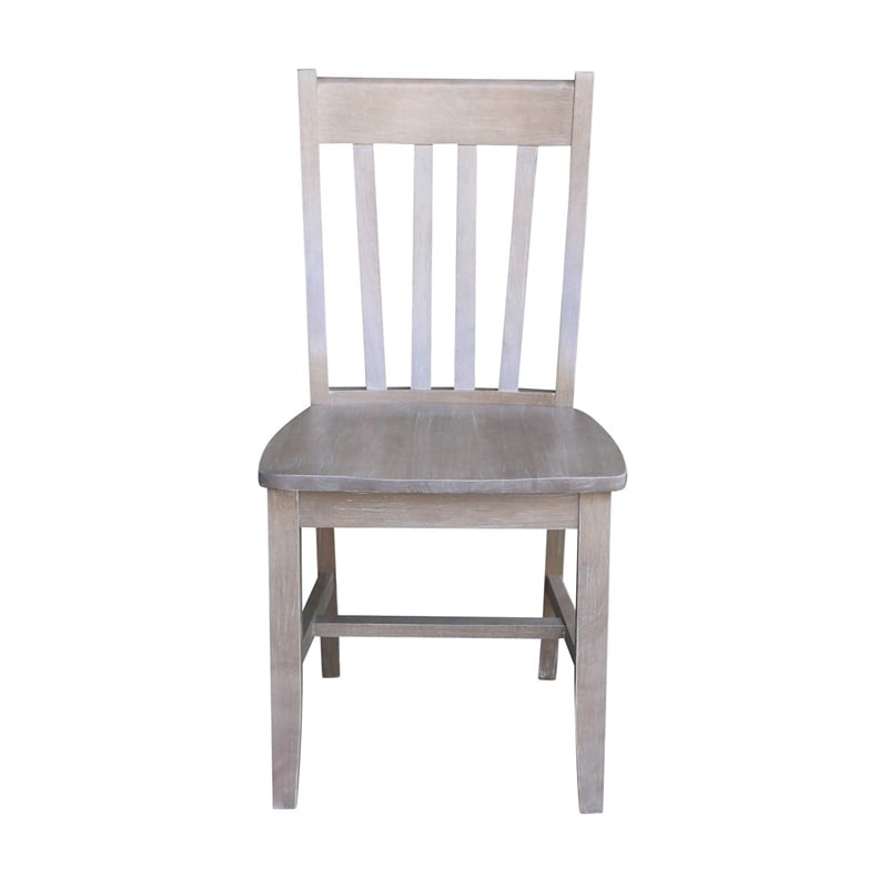 30x30 Solid Wood Dining Table With 2 Cafe Chairs in Washed Gray Taupe