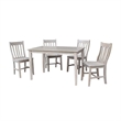 30x48 Solid Wood Dining Table With 4 Cafe Chairs in Washed Gray Taupe