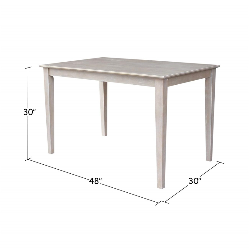 30x48 Solid Wood Dining Table With 4 Cafe Chairs in Washed Gray Taupe