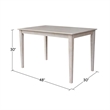 30x48 Solid Wood Dining Table With 4 Cafe Chairs in Washed Gray Taupe