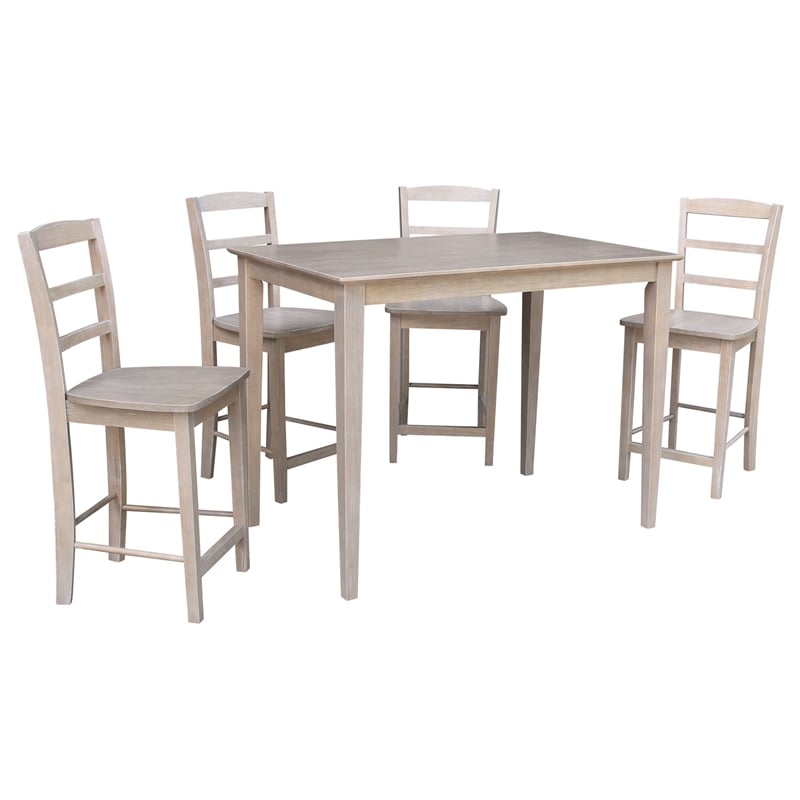 30X48 Counter Height Table With 4 Madrid Counter Height Stools-Washed Gray Taupe