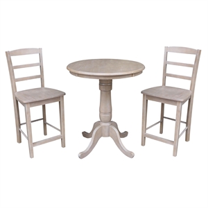 30&quot Round Pedestal Gathering Height Table With 2 Madrid Counter Height Stools