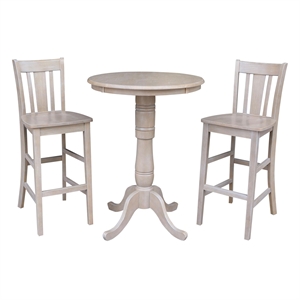 30&quot Round Pedestal Bar Height Table With 2 San Remo  Bar height Stools
