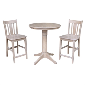 30&quot Round Pedestal Gathering Height Table With 2 San Remo Counter Height Stools