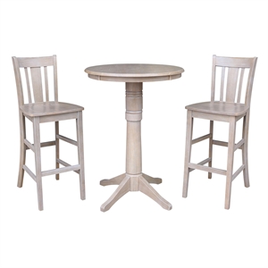 30&quot Round Pedestal Bar Height Table With 2 San Remo  Bar height Stools