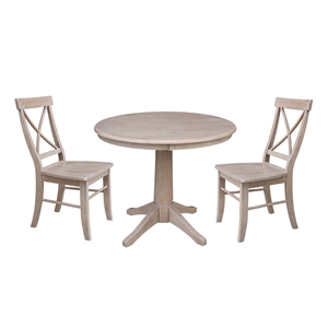 International Concepts 36&quot Round Top Pedestal Table - With 2 X-Back Chairs