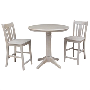 36&quot Round Pedestal Gathering Height Table With 2 San Remo Counter Height Stools