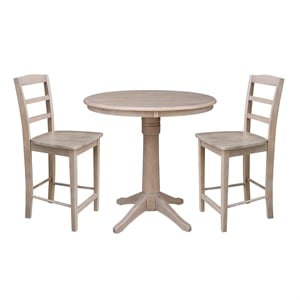 International Concepts 3 Piece Pedestal Counter Height Dining Set
