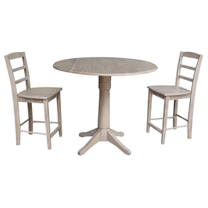42&quot Round Pedestal Gathering Height Table with 2 Counter Height Stools