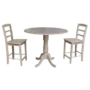 42&quot Round Pedestal Gathering Height Table with 2 Counter Height Stools