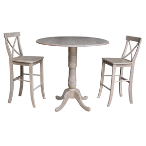 42&quot Round Pedestal Bar Height Table with 2 Bar Height Stools