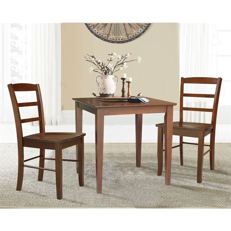 International Concepts 30X30 Dining Table With 2 Ladderback Chairs