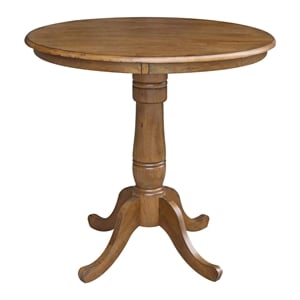 International Concepts 36&quot Solid Wood Round Top Pedestal Table - 34.9&quotH - Pecan
