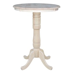 International Concepts 30&quot Round Top Natural Wood Bar Table in Unfinished