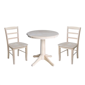 International Concepts 30&quot Round Top Pedestal Table - With 2 Madrid Chairs