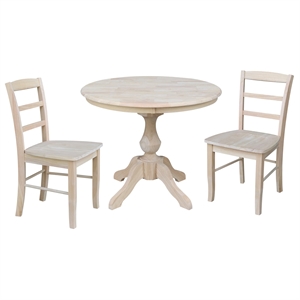 International Concepts 36&quot Round Top Pedestal Table - With 2 Madrid Chairs