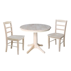 International Concepts 36&quot Round Top Pedestal Table - With 2 Madrid Chairs