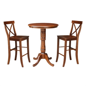 30&quot Round Pedestals Bar Height Table With 2 Bar height Stools