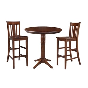 36&quot Round Pedestals Bar Height Table With 2 Bar height Stools