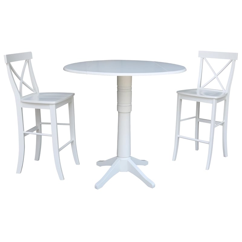 42 In Round Pedestal Bar Height Table with 2 Bar Height Stools