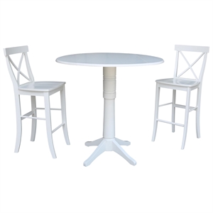 42 In Round Pedestal Bar Height Table with 2 Bar Height Stools