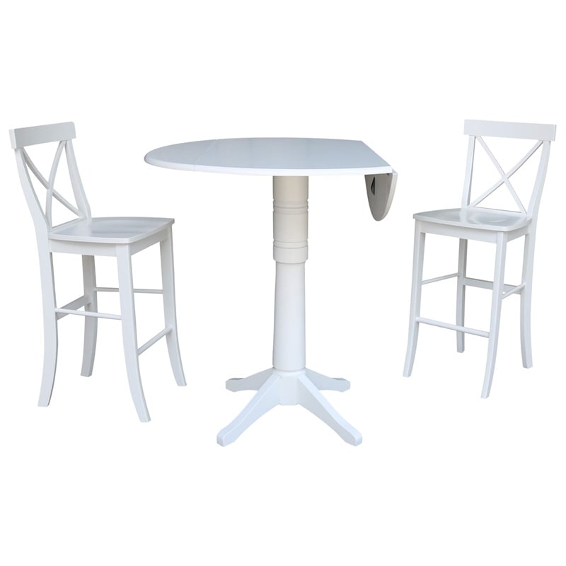 42 In Round Pedestal Bar Height Table with 2 Bar Height Stools