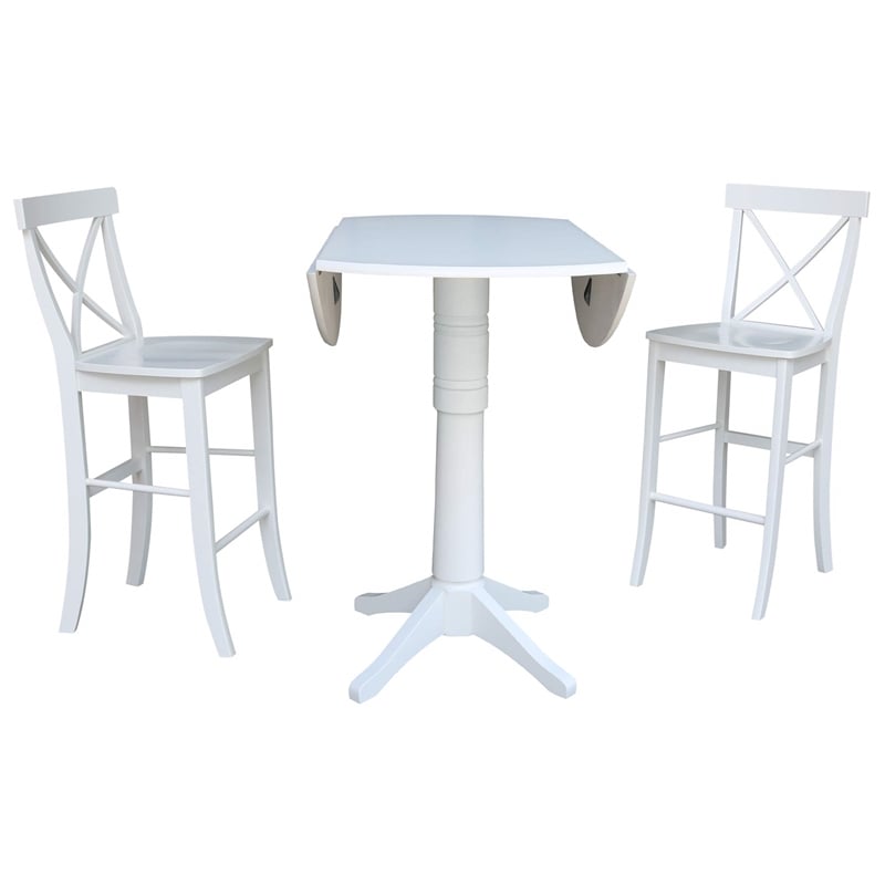 42 In Round Pedestal Bar Height Table with 2 Bar Height Stools