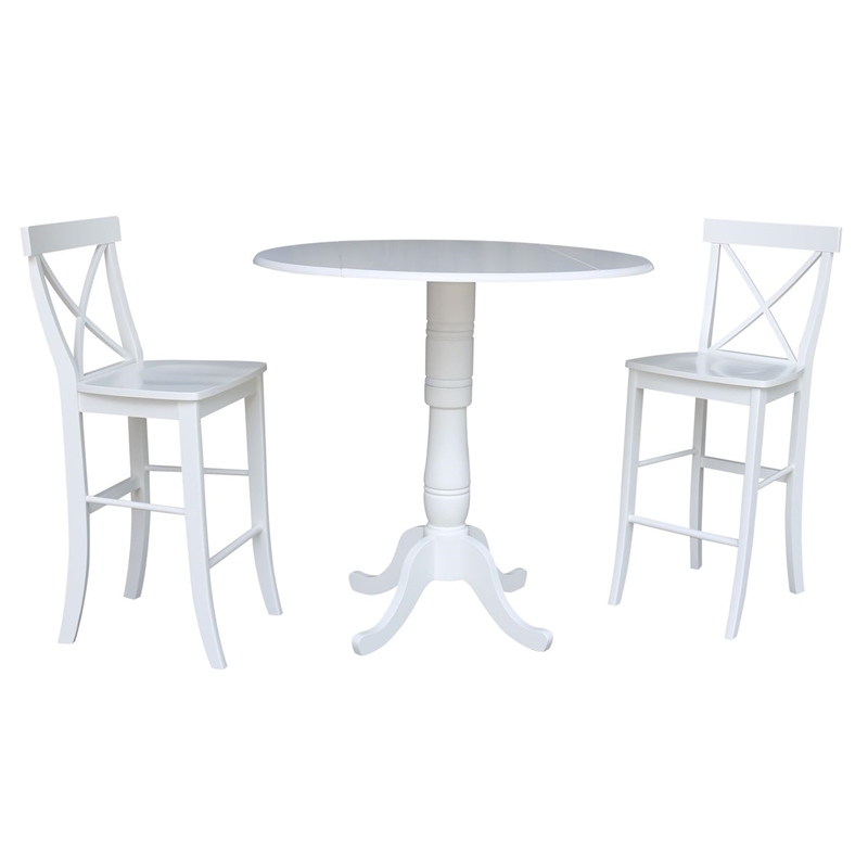 42 In Round Pedestal Bar Height Table with 2 Bar Height Stools
