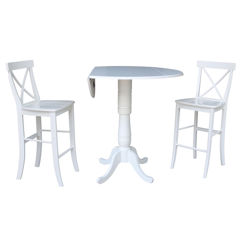 42 In Round Pedestal Bar Height Table with 2 Bar Height Stools
