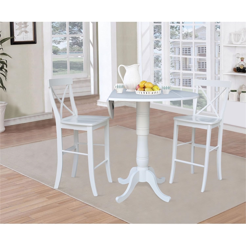 42 In Round Pedestal Bar Height Table with 2 Bar Height Stools