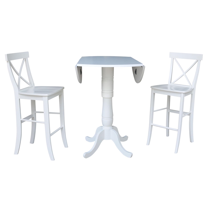 42 In Round Pedestal Bar Height Table with 2 Bar Height Stools