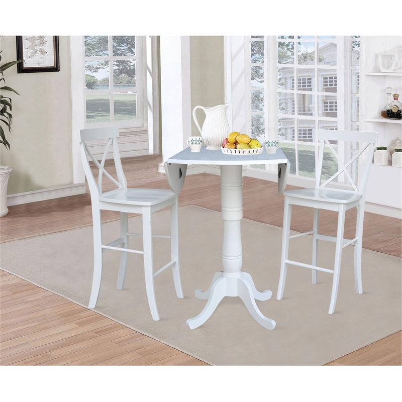 42 In Round Pedestal Bar Height Table with 2 Bar Height Stools