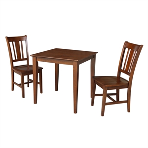 International Concepts 30x30 Dining Table with 2 Chairs in Espresso
