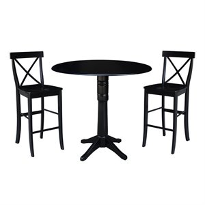 42&quot Round Pedestal Bar Height Table with 2 Bar Height Stools