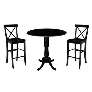 42&quot Round Pedestal Bar Height Table with 2 Bar Height Stools