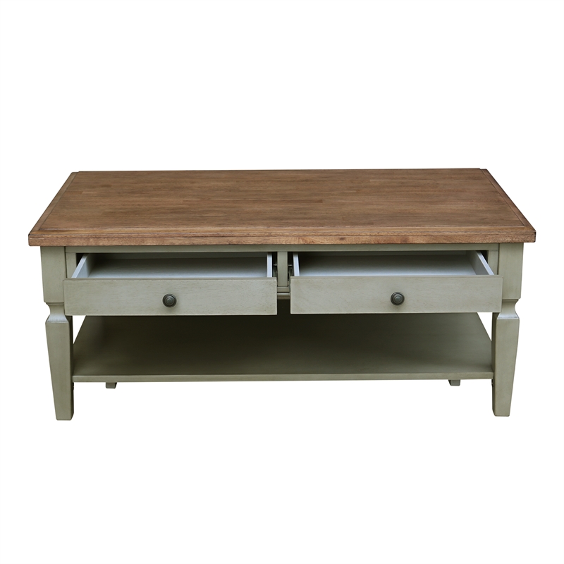 International Concepts Vista Coffee Table  Distressed Hickory/Stone Finish