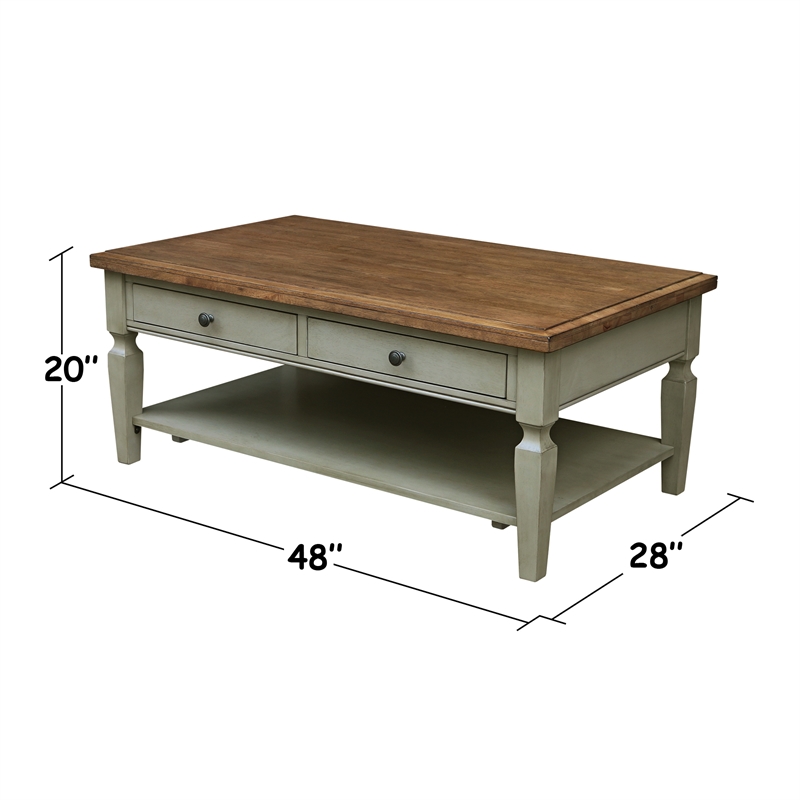 International Concepts Vista Coffee Table  Distressed Hickory/Stone Finish