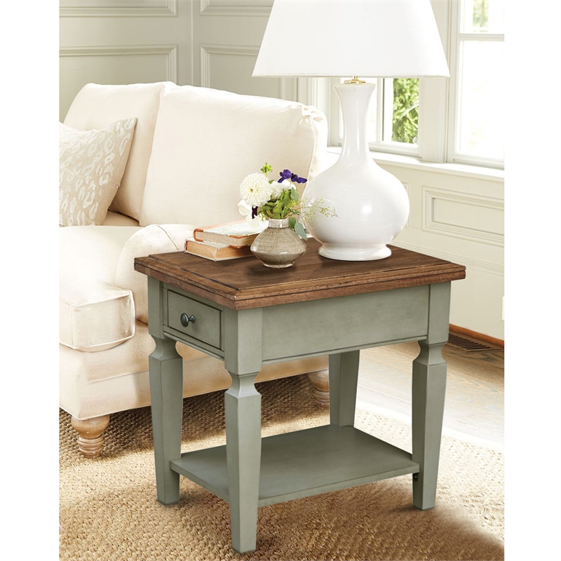 International Concepts Vista End Table Distressed Hickory/Stone Finish