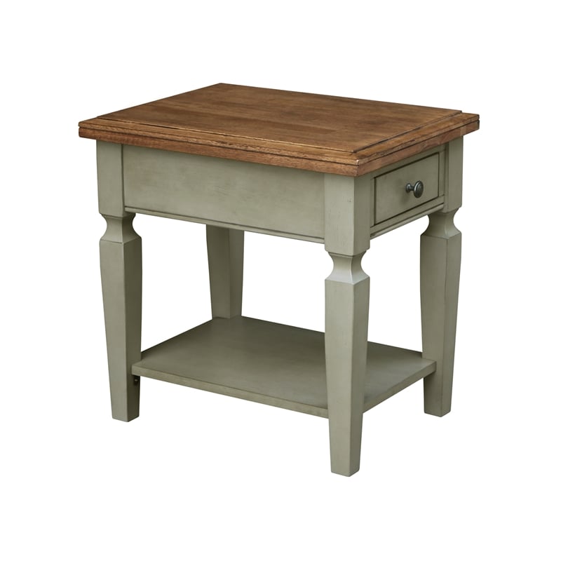 International Concepts Vista End Table Distressed Hickory/Stone Finish